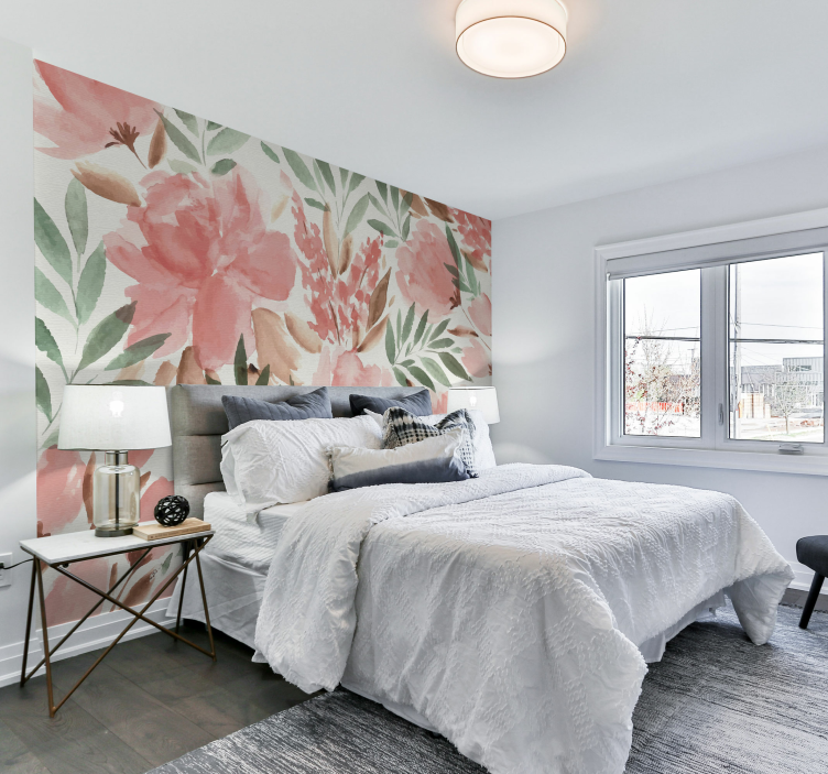 Mural papel pintado panorámico floral - TenVinilo