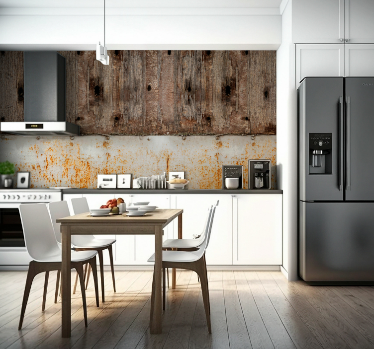 Fotomural texturas metal y madera picada - TenVinilo