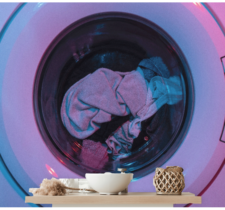 Mural vintage la lavadora gira - TenVinilo