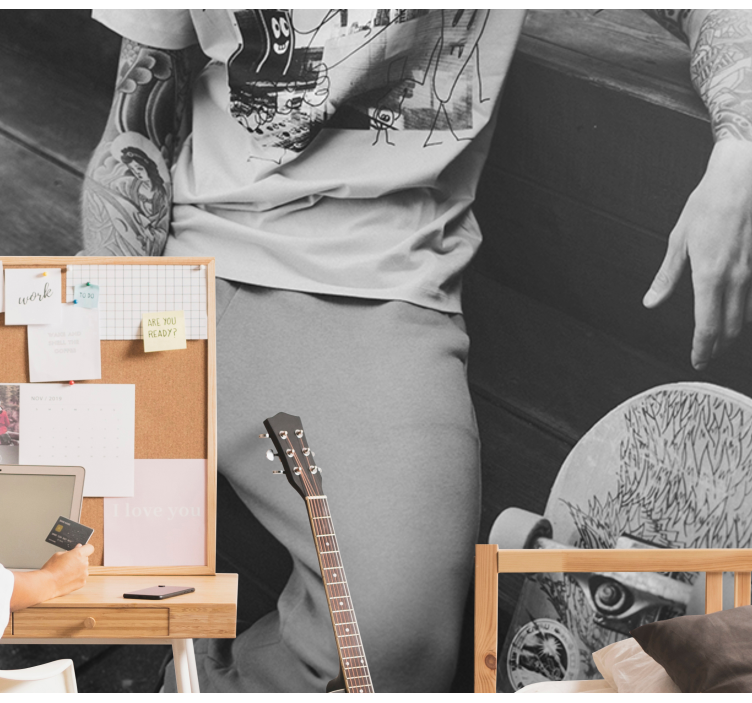 Murales para habitaciones Patinar en blanco y negro - TenVinilo