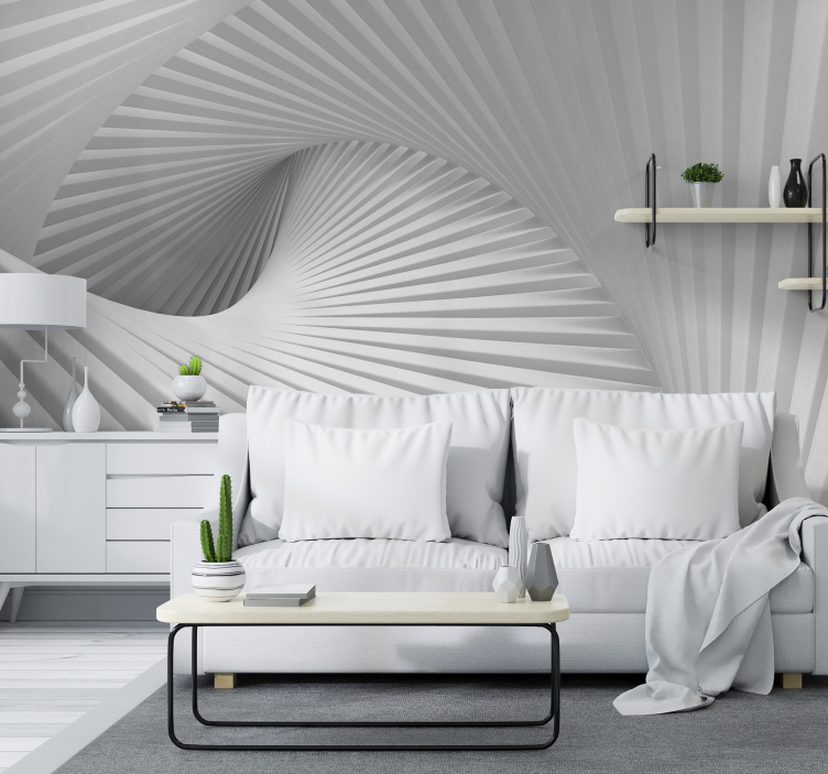 Fotomural 3D abstracto olas blancas - TenVinilo