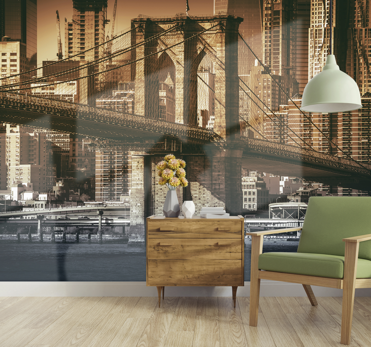 Fotomural puente de Nueva York color dorado - TenVinilo
