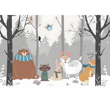 Mural para bebé dibujos animados de animales del bosque - TenVinilo