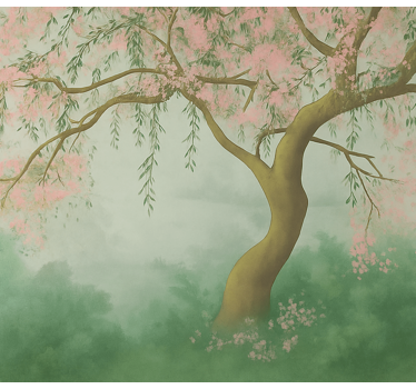 Mural para salón flor de cerezo etérea - TenVinilo