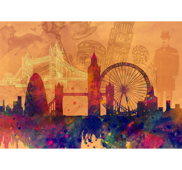 Fotomural Londres abstracto colorido - TenVinilo