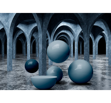 Foto mural 3d bolas oscuras flotantes - TenVinilo