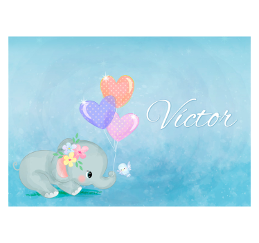 Mural infantil elefante personalizable - TenVinilo