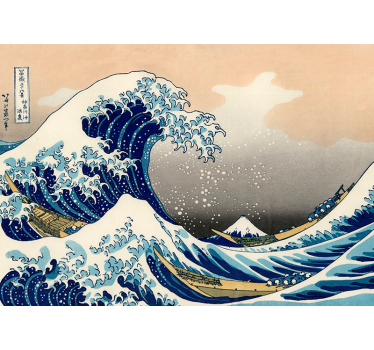 Papel mural arte clásico de ola de Hokusai - TenVinilo