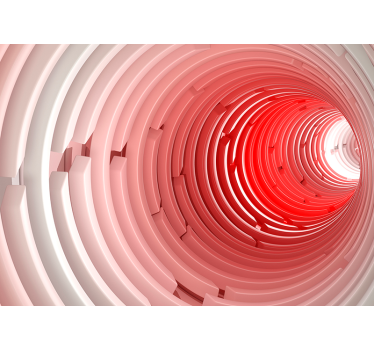 Papel mural 3d tunel luz roja abstracto - TenVinilo