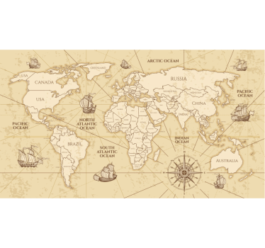 Papel pintado salón mapamundi tonos sepia - TenVinilo