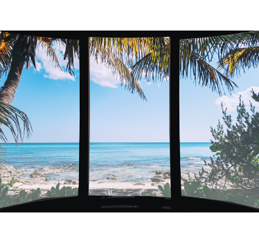 Foto mural 3d Paisaje de mar desde la ventana - TenVinilo