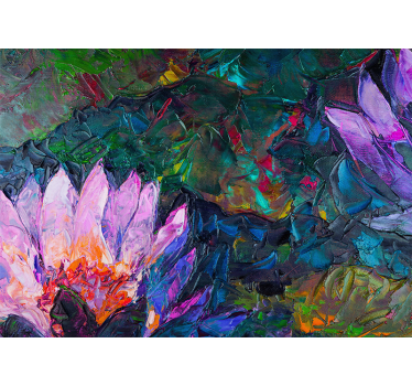 Fotomural de flores Pintura al óleo de loto - TenVinilo