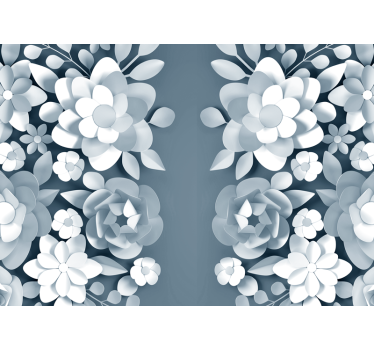 Foto mural 3d Fondo gris con flores - TenVinilo