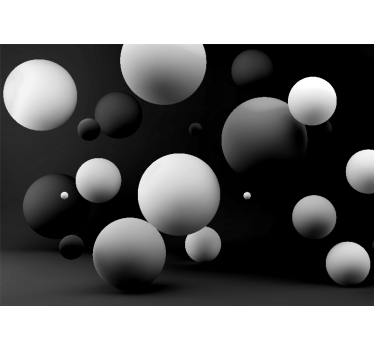 Foto mural 3d Esferas blancas sobre un fondo negro - TenVinilo
