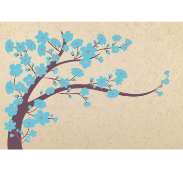 Foto mural 3d Flores azules con fondo beige - TenVinilo