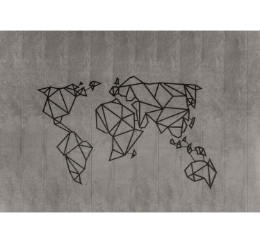 Foto mural 3d Mapa del mundo gris y negro - TenVinilo
