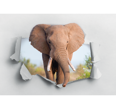 Foto mural 3d Elefante rompiendo la pared - TenVinilo