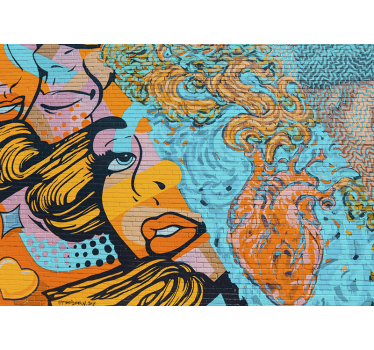 Mural arte urbano Graffiti rostro de mujer - TenVinilo