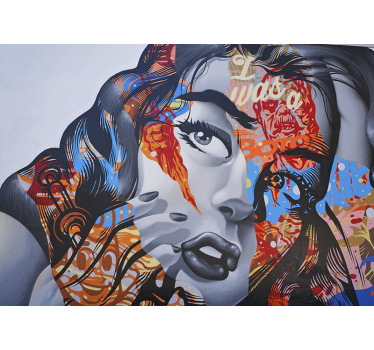 Mural arte urbano Arte pop mujer retrato graffiti - TenVinilo