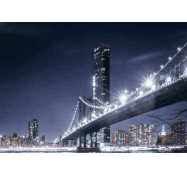 Mural new york vista nocturna del puente de brooklyn - TenVinilo