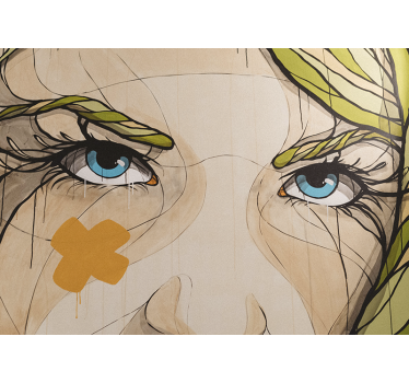 Mural arte clásico Retrato de ojos de mujer colorida - TenVinilo
