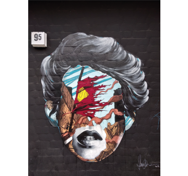 Mural arte urbano Cara de graffiti en ladrillos - TenVinilo