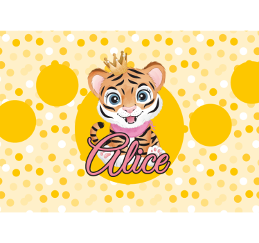 Fotomural bebé Lindo tigre para niña con nombre - TenVinilo