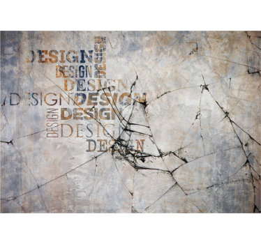 Mural moderno Pared agrietada con texto - TenVinilo