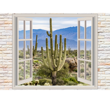 Foto mural 3d Paisaje con cactus - TenVinilo