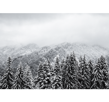 Fotomural montaña Bosque nevado con pinos - TenVinilo