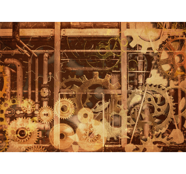 Fotomural vintage Retro 3d industrial tubos de oro - TenVinilo