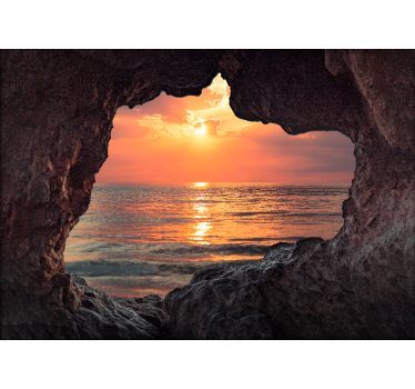 Foto mural 3d Efecto visual cueva amanecer océano - TenVinilo