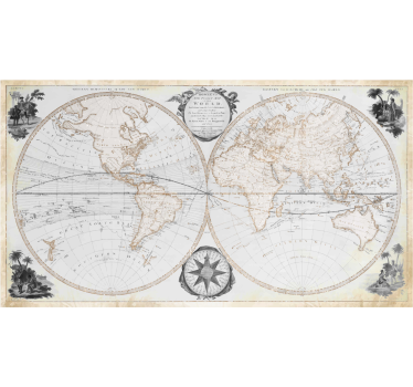 Fotomural para oficina mapa del mundo vintage a acuarela - TenVinilo