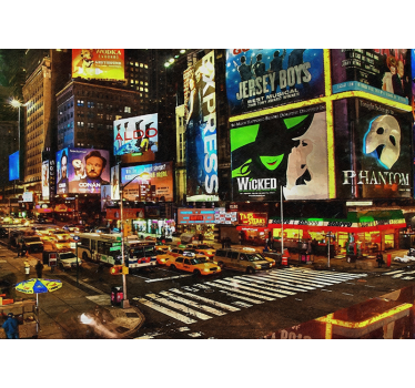 Mural New York luces de noche - TenVinilo