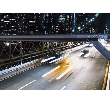 Papel mural de Nueva York puente y coches - TenVinilo
