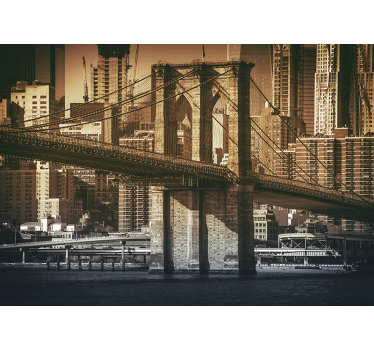Papel mural puente de Nueva York color dorado - TenVinilo