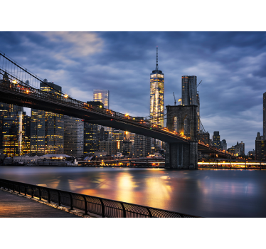 Fotomural pared New York con luces al atardecer - TenVinilo