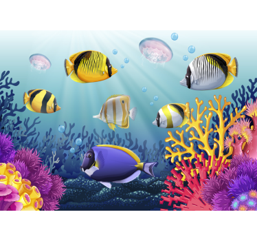 Fotomural mar peces nadando bajo el océano - TenVinilo