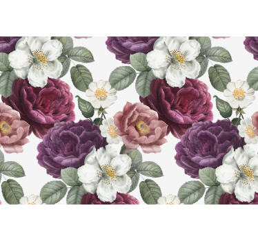 Fotomural de flores Rosa y peonía sobre pared negra - TenVinilo