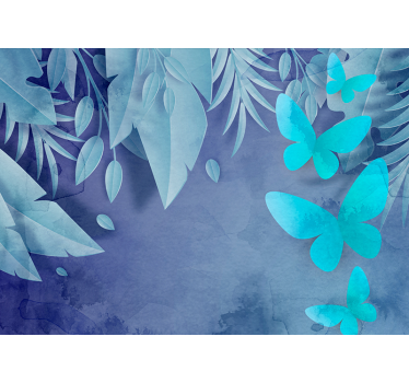 Foto mural 3d Volando hojas mariposas - TenVinilo