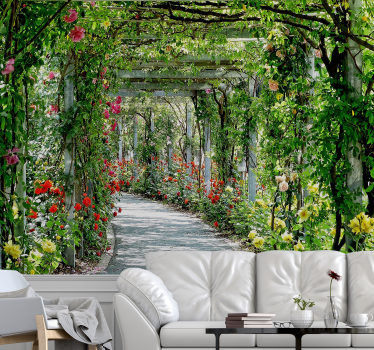 Foto mural 3d 3d flores en tunel - TenVinilo