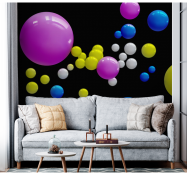 Foto mural 3d Círculos amarillo rosa y azul - TenVinilo