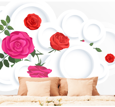 Foto mural 3d Círculos blancos y rosas efecto 3d - TenVinilo