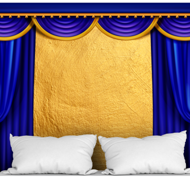 Foto mural 3d Cortinas de cama con fondo dorado - TenVinilo