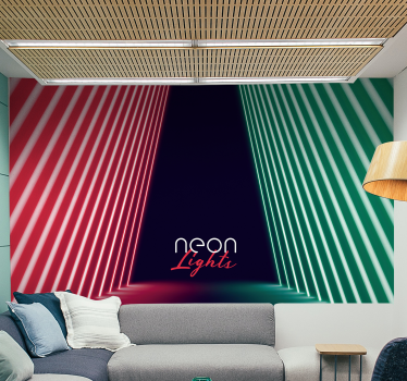Foto mural 3d Escenario de luz de neón verde rojo - TenVinilo