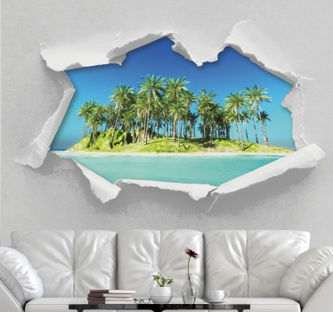 Foto mural 3d Hermosa isla pared rota - TenVinilo