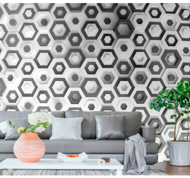 Foto mural 3d Hexágonos espaciales - TenVinilo