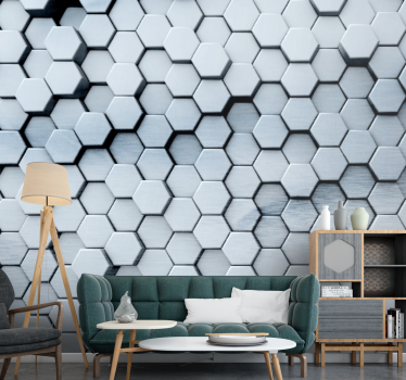Foto mural 3d Hexágonos metálicos - TenVinilo