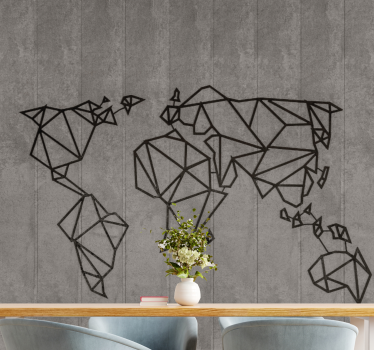 Foto mural 3d Mapa del mundo gris y negro - TenVinilo