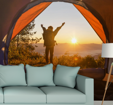 Foto mural 3d Montaña de luz 3d en carpa - TenVinilo